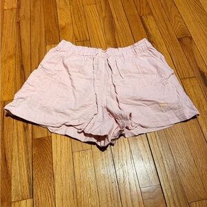 Gap Linen Drawstring tie pullover elastic waistband Pink Shorts Sz M solid